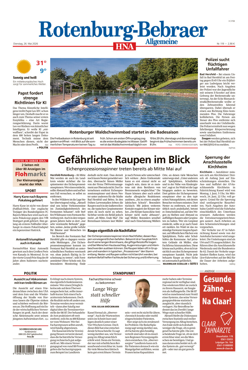 Rotenburg-Bebraer Allgemeine vom Dienstag, 26.05.2026