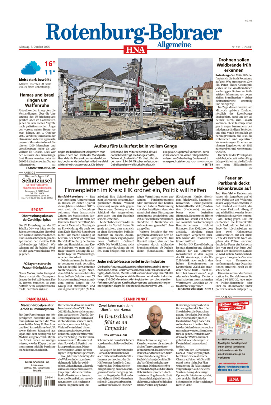 Rotenburg-Bebraer Allgemeine vom Dienstag, 07.10.2025