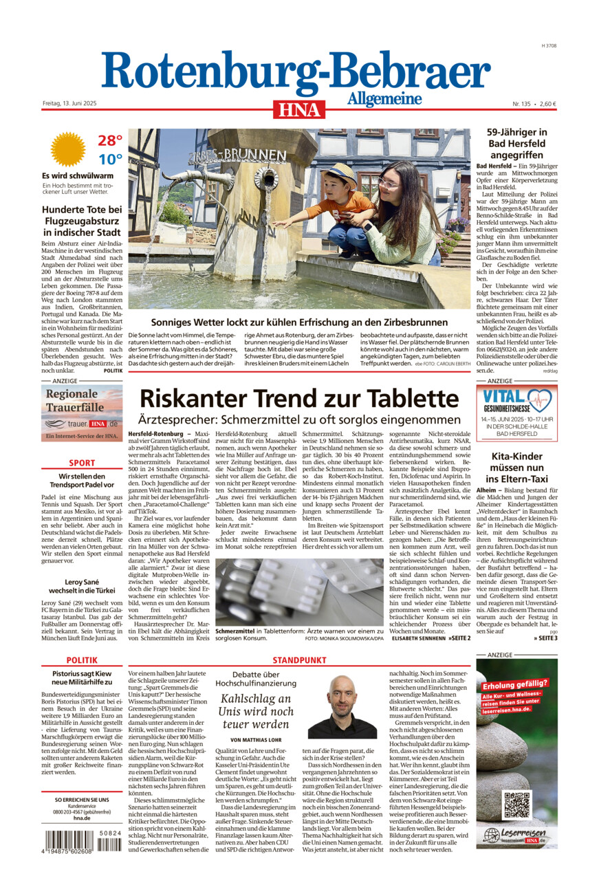 Rotenburg-Bebraer Allgemeine vom Freitag, 13.06.2025