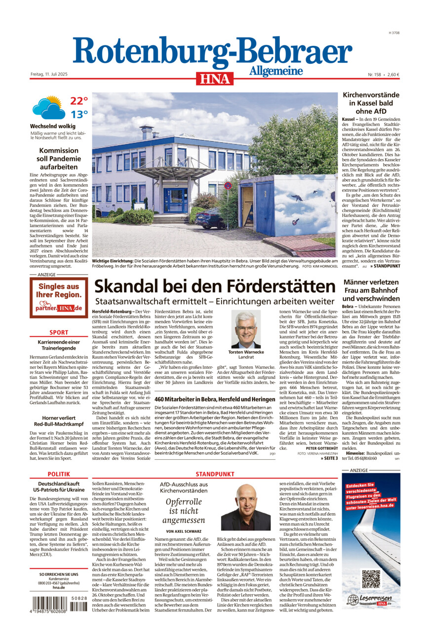Rotenburg-Bebraer Allgemeine vom Freitag, 11.07.2025