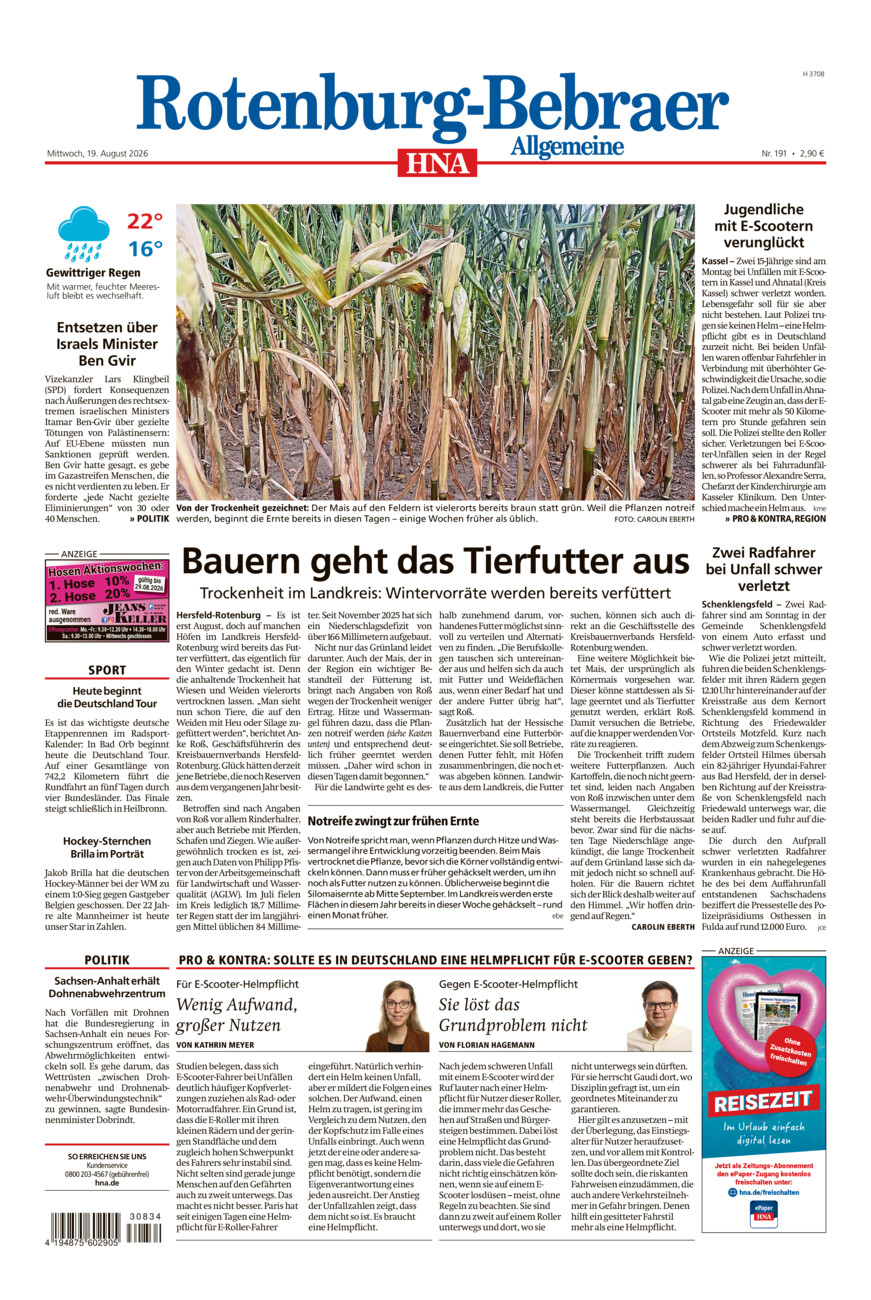 Rotenburg-Bebraer Allgemeine vom Mittwoch, 19.08.2026