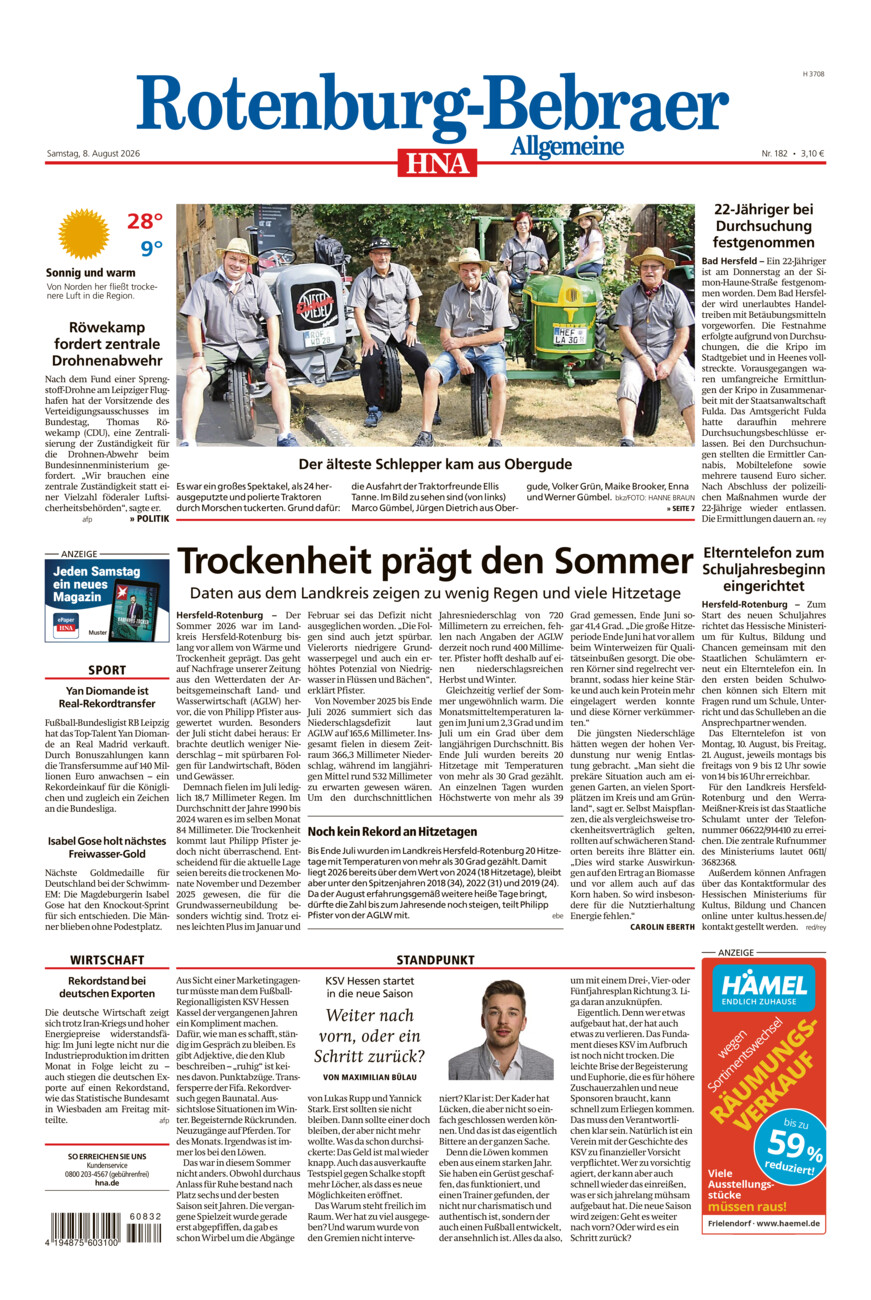 Rotenburg-Bebraer Allgemeine vom Samstag, 08.08.2026