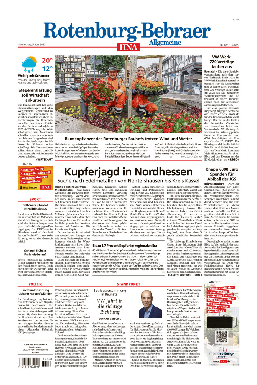 Rotenburg-Bebraer Allgemeine vom Donnerstag, 05.06.2025