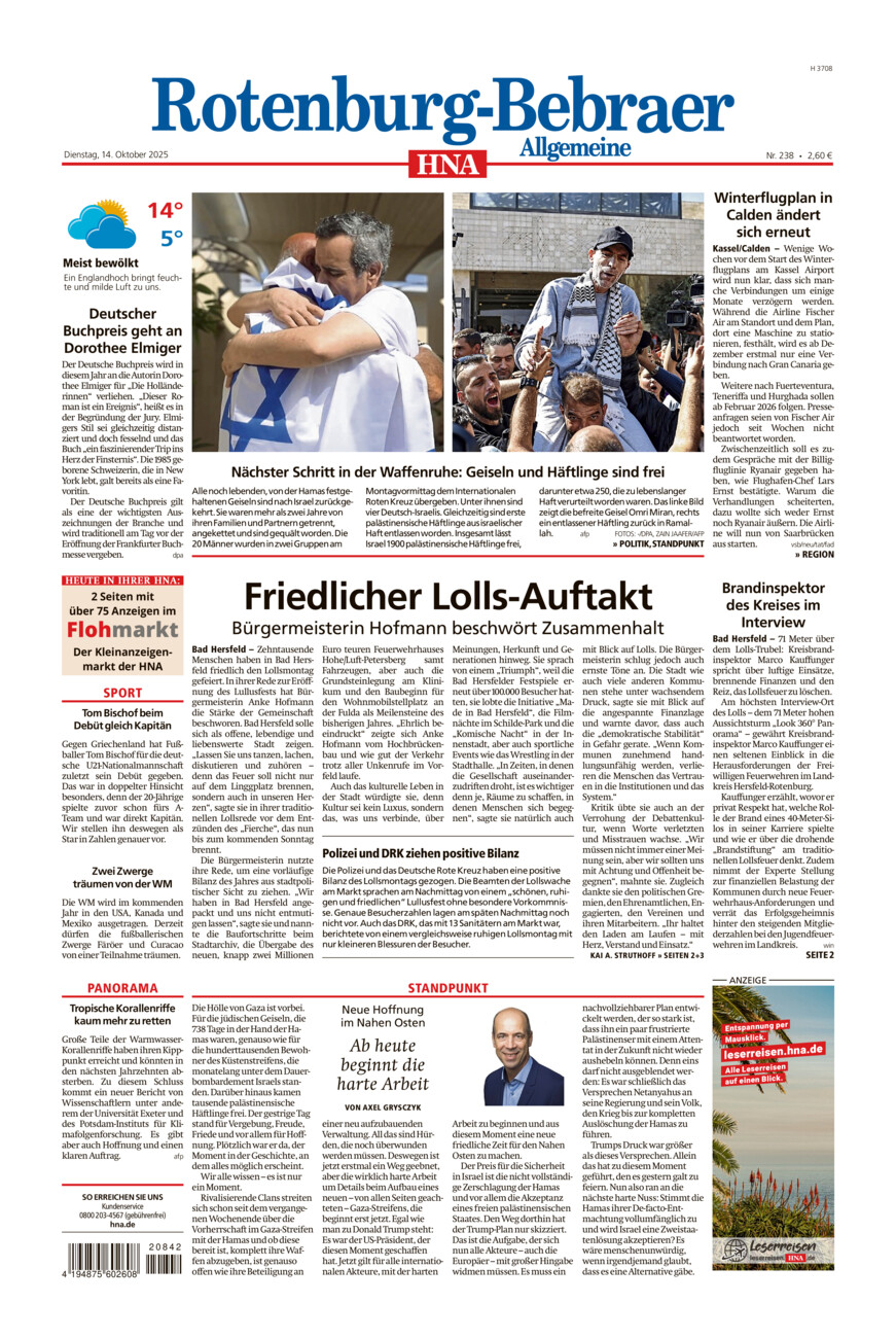 Rotenburg-Bebraer Allgemeine vom Dienstag, 14.10.2025