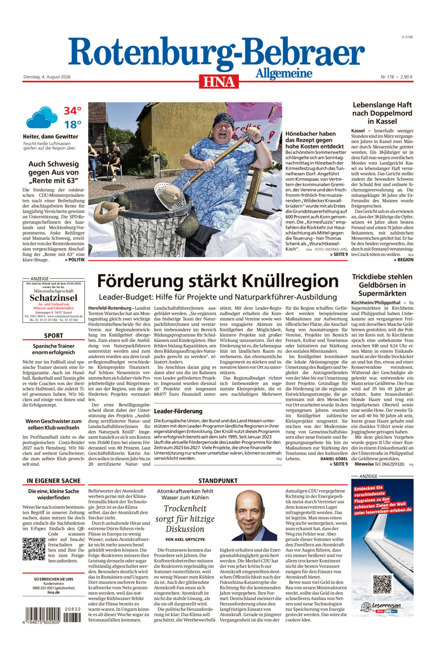 Rotenburg-Bebraer Allgemeine vom Dienstag, 04.08.2026
