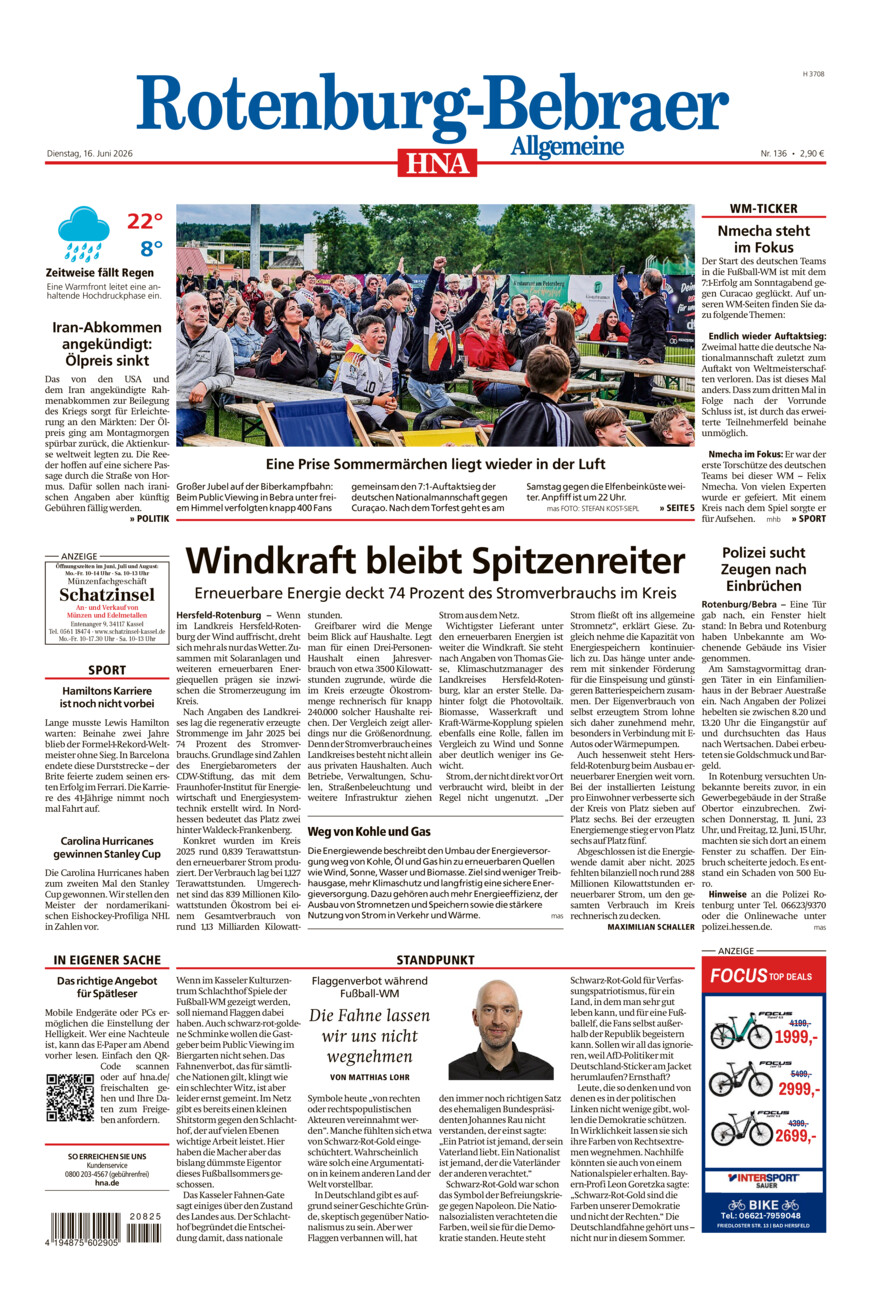 Rotenburg-Bebraer Allgemeine vom Dienstag, 16.06.2026