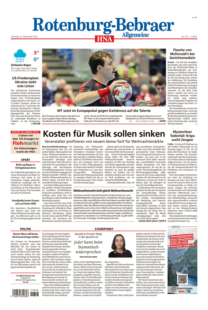 Rotenburg-Bebraer Allgemeine vom Dienstag, 25.11.2025