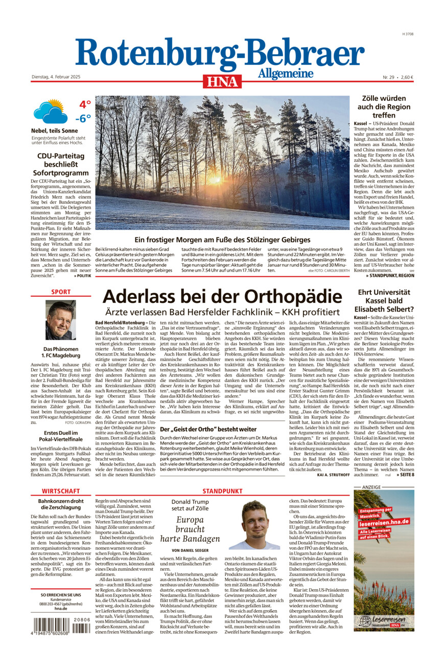 Rotenburg-Bebraer Allgemeine vom Dienstag, 04.02.2025