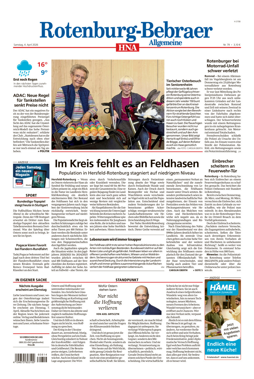 Rotenburg-Bebraer Allgemeine vom Samstag, 04.04.2026