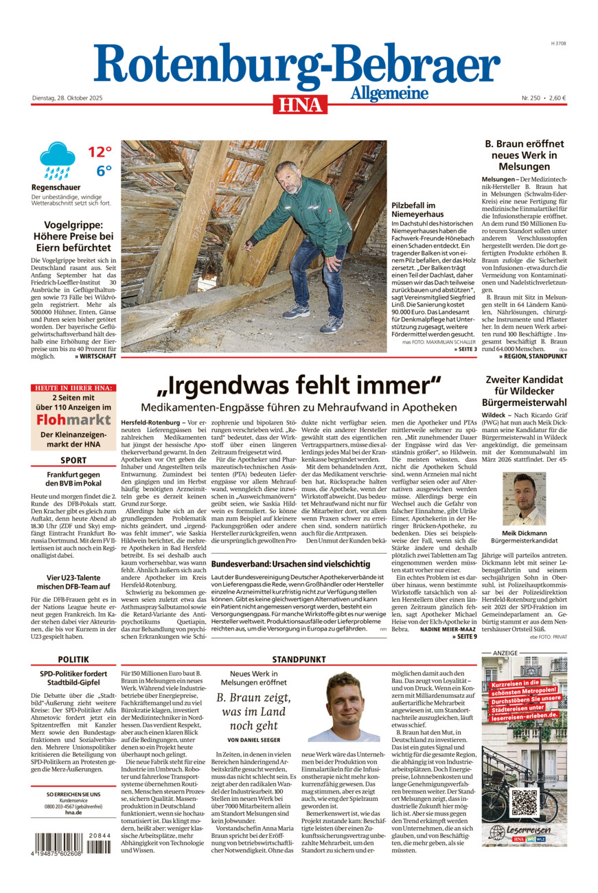 Rotenburg-Bebraer Allgemeine vom Dienstag, 28.10.2025