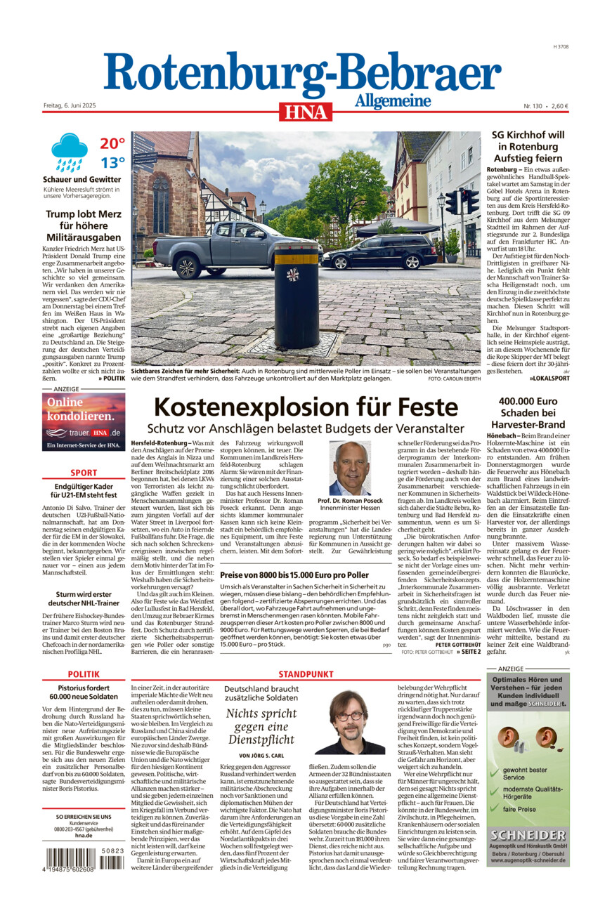 Rotenburg-Bebraer Allgemeine vom Freitag, 06.06.2025