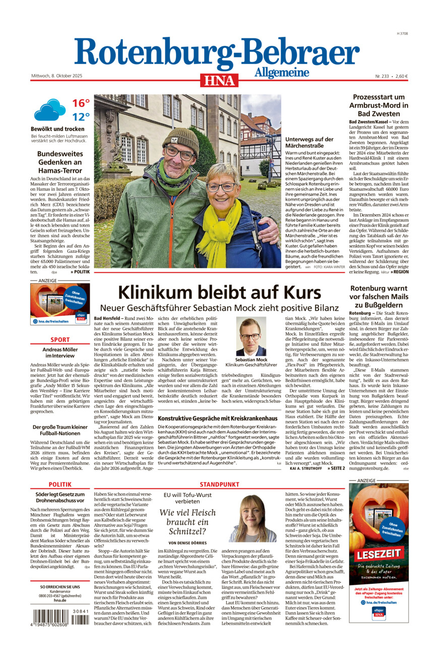 Rotenburg-Bebraer Allgemeine vom Mittwoch, 08.10.2025