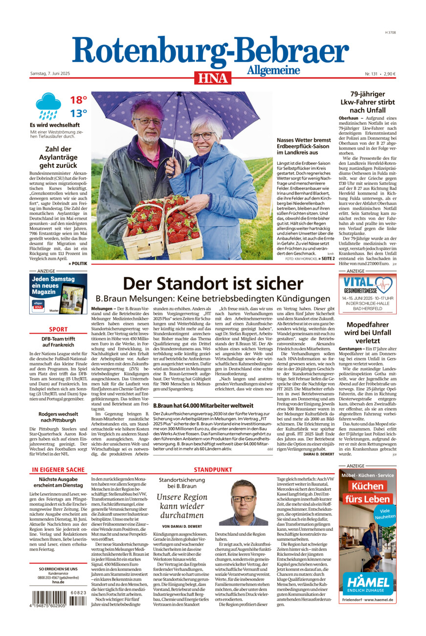 Rotenburg-Bebraer Allgemeine vom Samstag, 07.06.2025