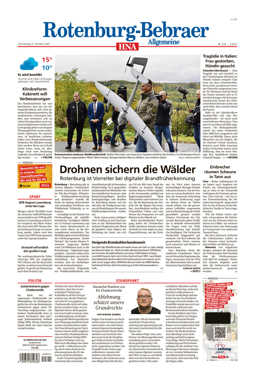 Rotenburg-Bebraer Allgemeine vom Donnerstag, 09.10.2025
