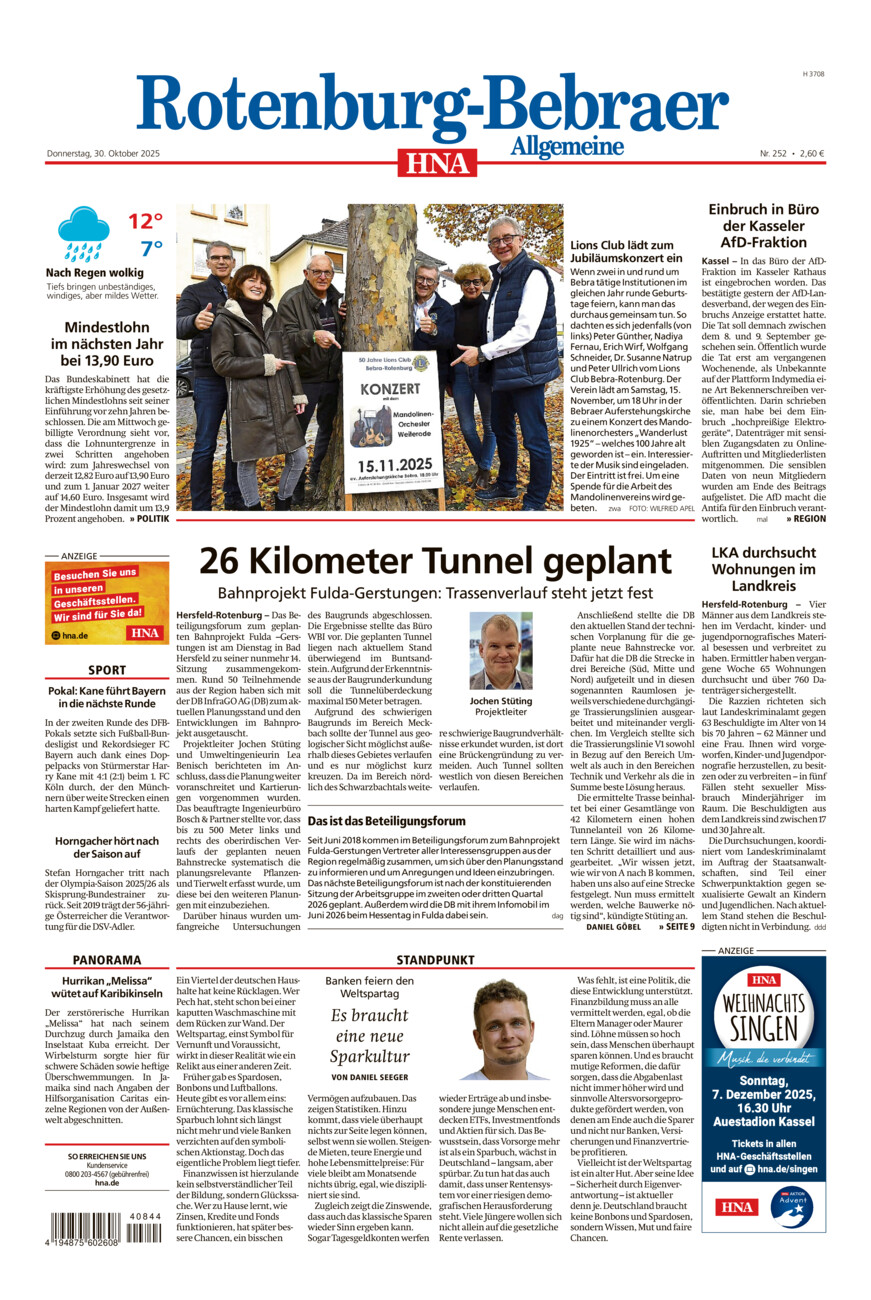Rotenburg-Bebraer Allgemeine vom Donnerstag, 30.10.2025