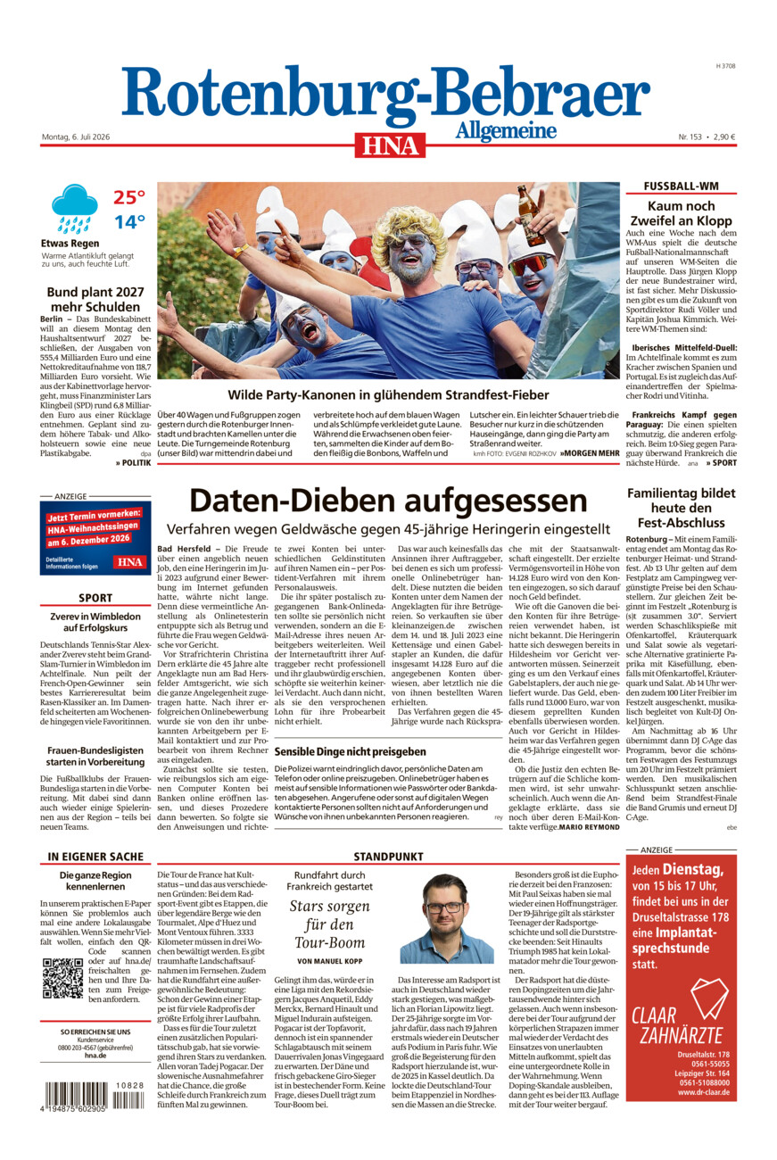 Rotenburg-Bebraer Allgemeine vom Montag, 06.07.2026