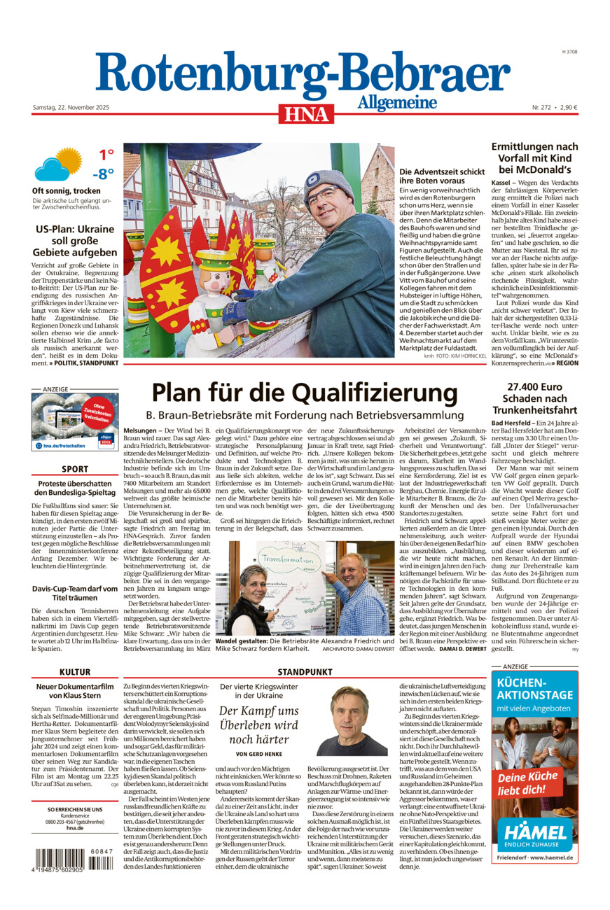 Rotenburg-Bebraer Allgemeine vom Samstag, 22.11.2025