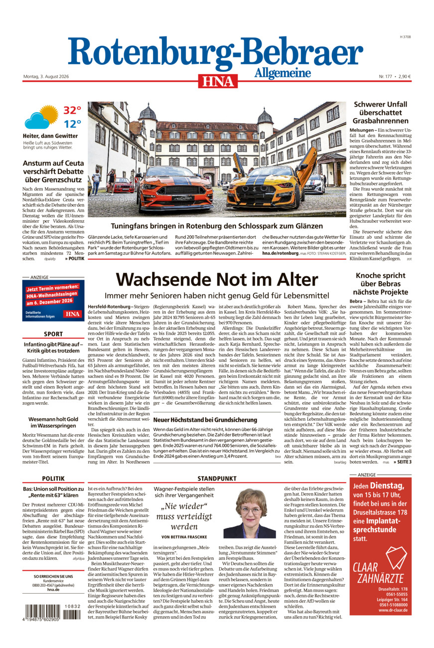 Rotenburg-Bebraer Allgemeine vom Montag, 03.08.2026