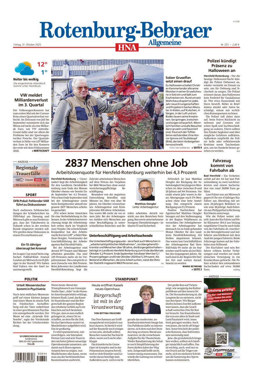 Rotenburg-Bebraer Allgemeine vom Freitag, 31.10.2025