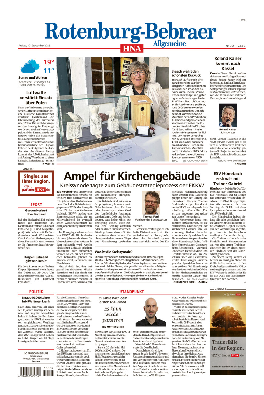 Rotenburg-Bebraer Allgemeine vom Freitag, 12.09.2025