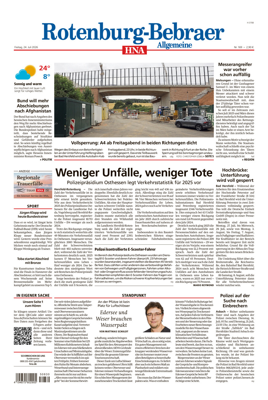 Rotenburg-Bebraer Allgemeine vom Freitag, 24.07.2026
