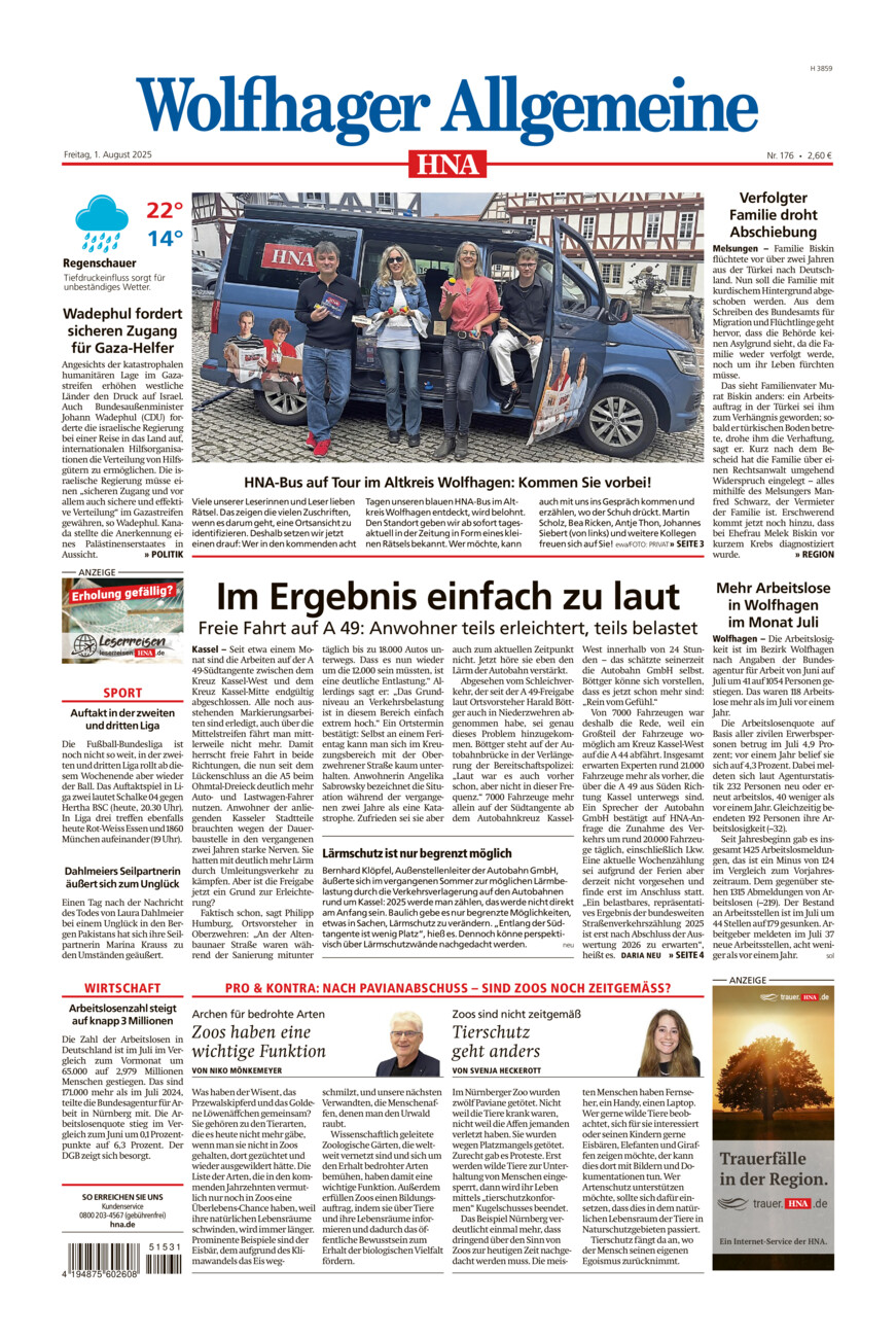 Wolfhager Allgemeine vom Freitag, 01.08.2025