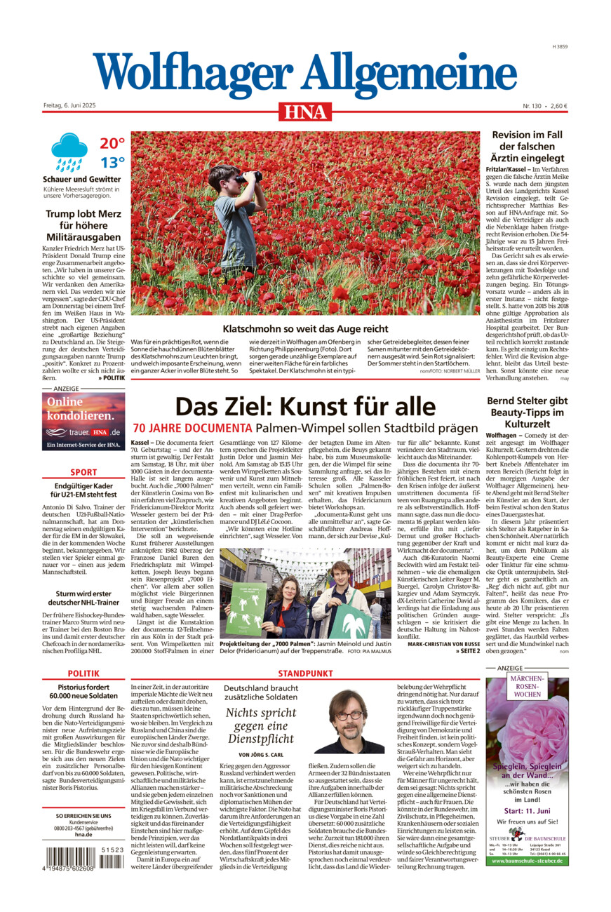 Wolfhager Allgemeine vom Freitag, 06.06.2025