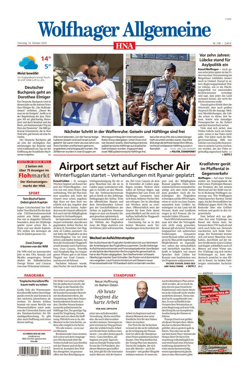 Wolfhager Allgemeine vom Dienstag, 14.10.2025