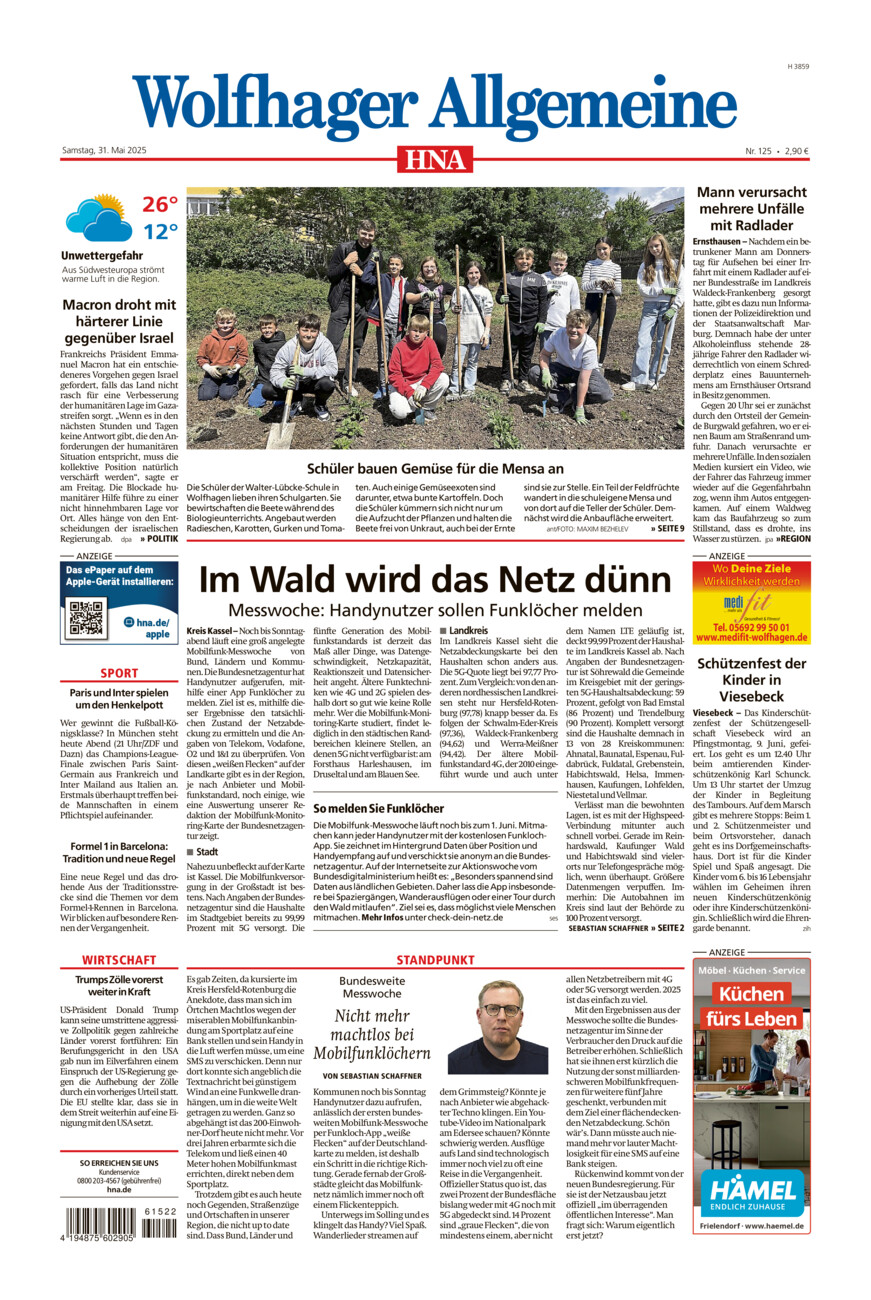 Wolfhager Allgemeine vom Samstag, 31.05.2025