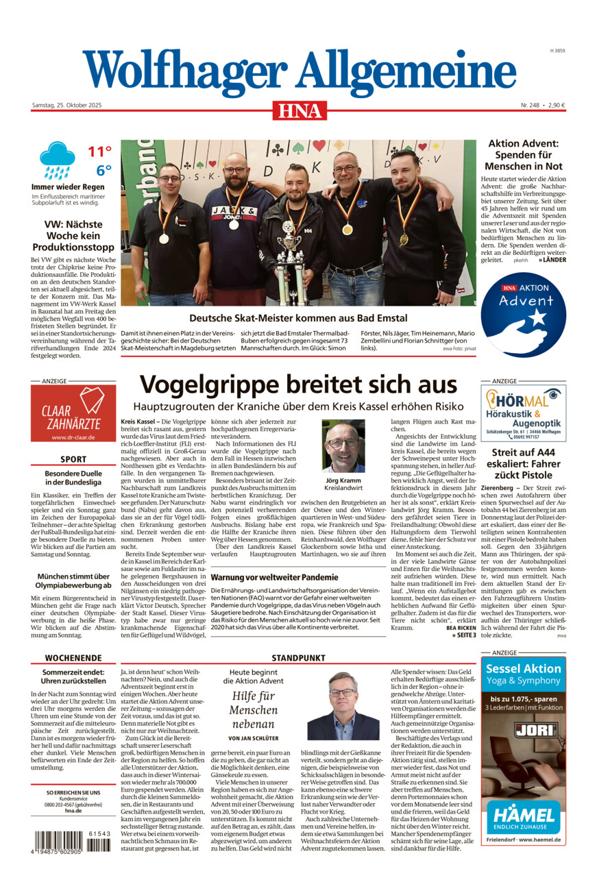 Wolfhager Allgemeine vom Samstag, 25.10.2025