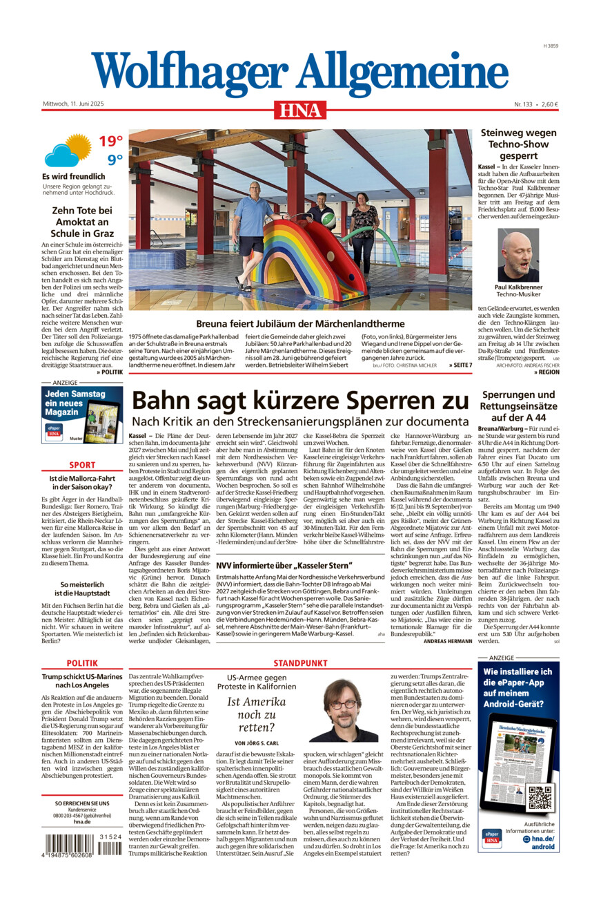 Wolfhager Allgemeine vom Mittwoch, 11.06.2025