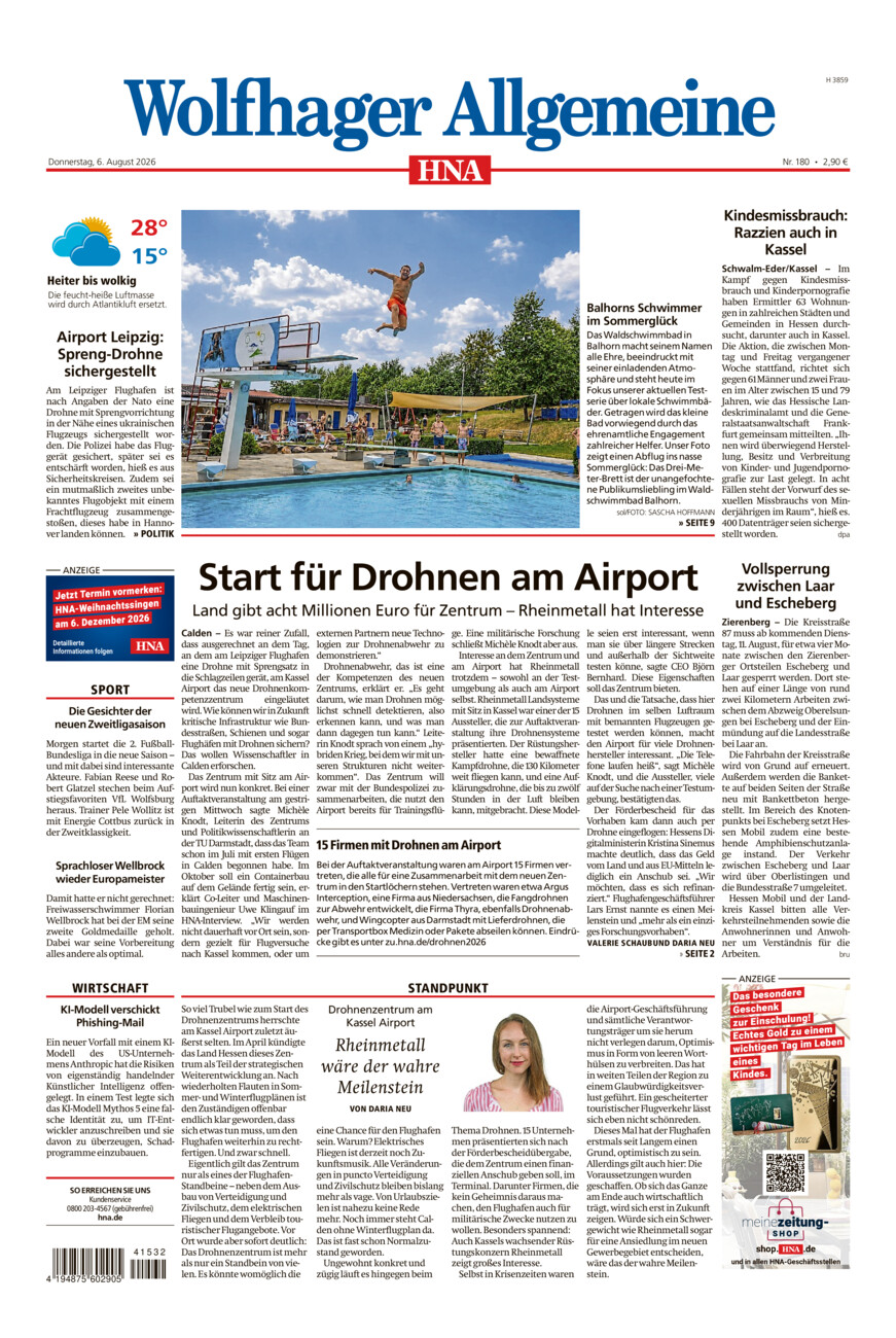 Wolfhager Allgemeine vom Donnerstag, 06.08.2026