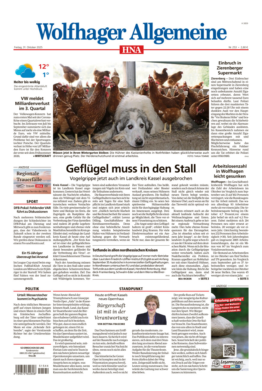 Wolfhager Allgemeine vom Freitag, 31.10.2025