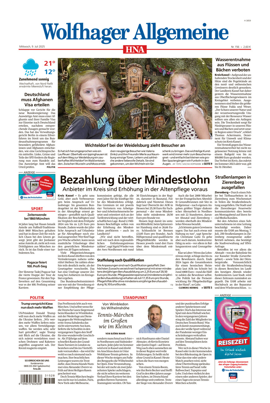 Wolfhager Allgemeine vom Mittwoch, 09.07.2025