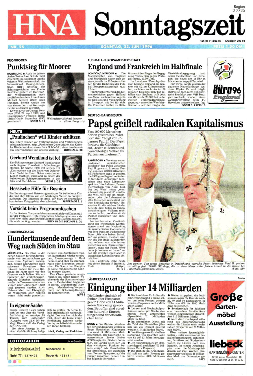 Heute vor 30 Jahren vom Dienstag, 23.06.2026