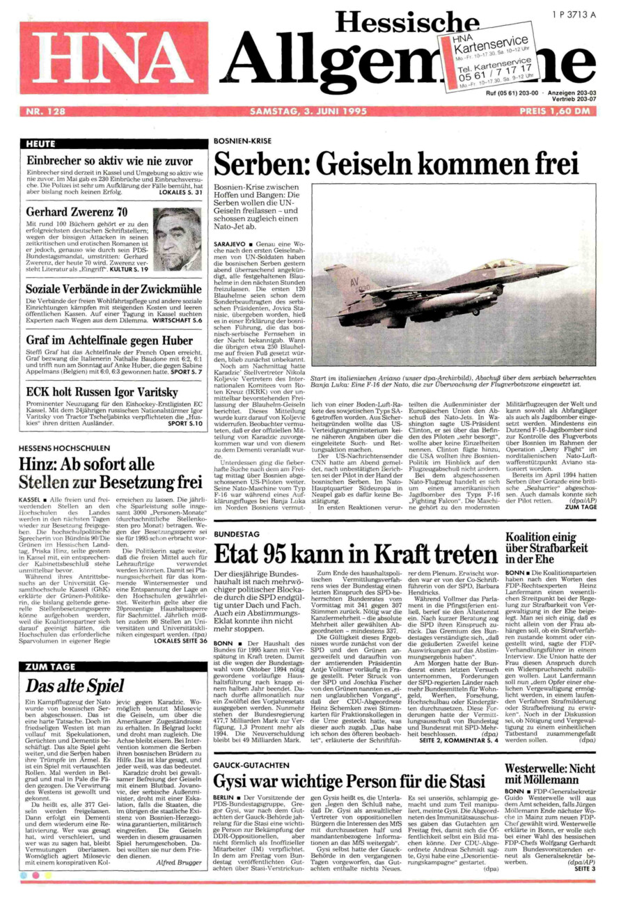 Heute vor 30 Jahren vom Dienstag, 03.06.2025