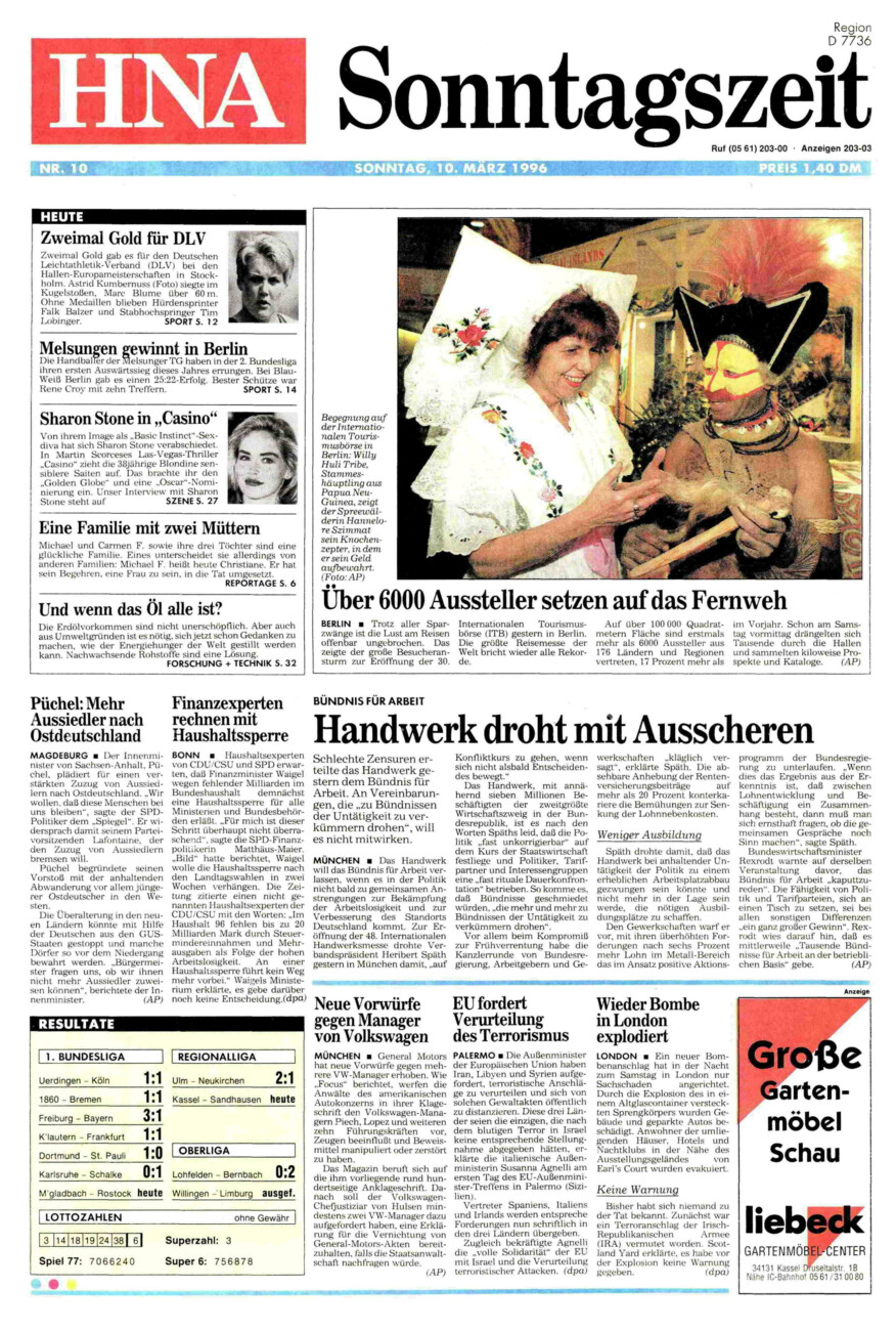 Heute vor 30 Jahren vom Dienstag, 10.03.2026