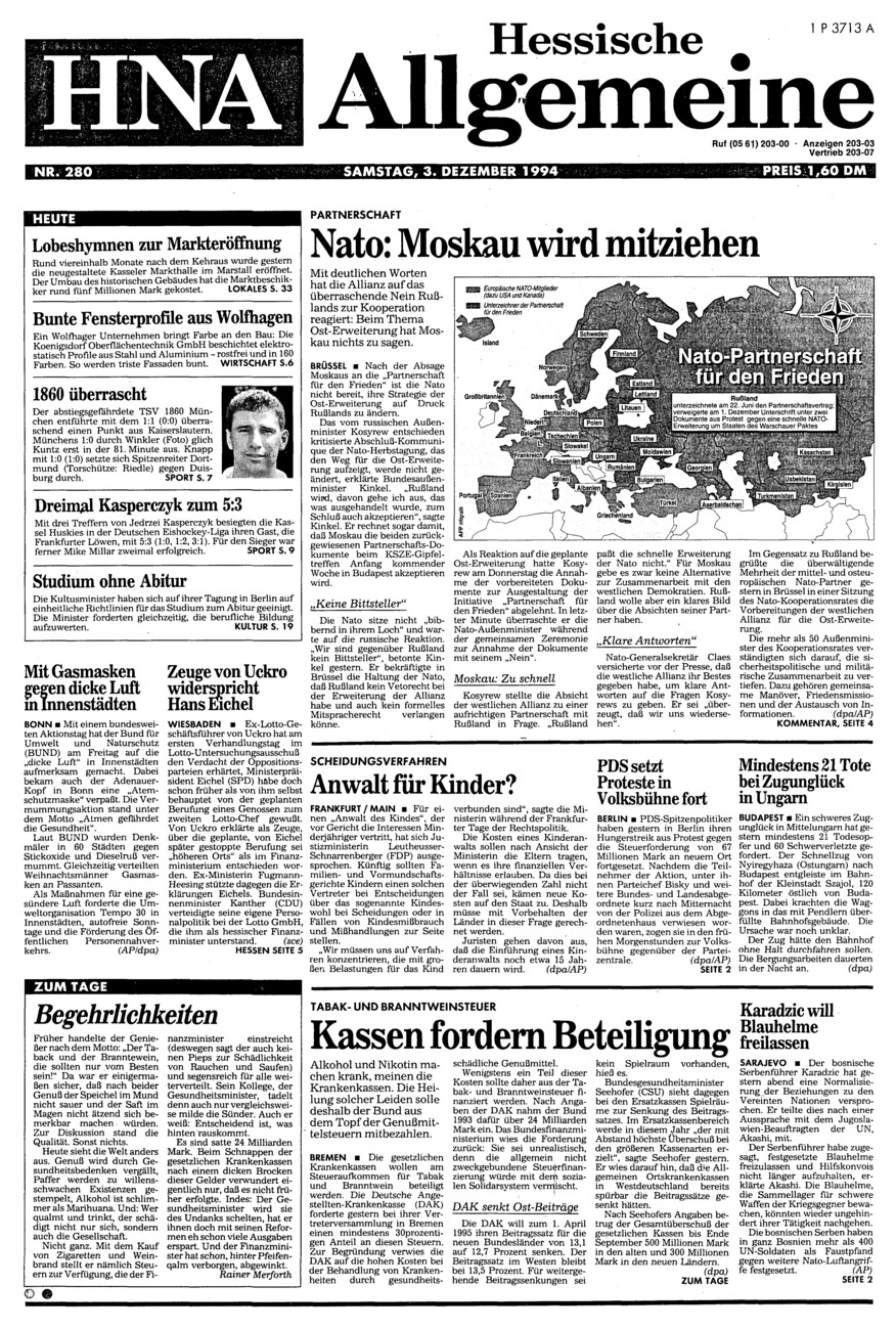 Heute vor 30 Jahren vom Dienstag, 03.12.2024