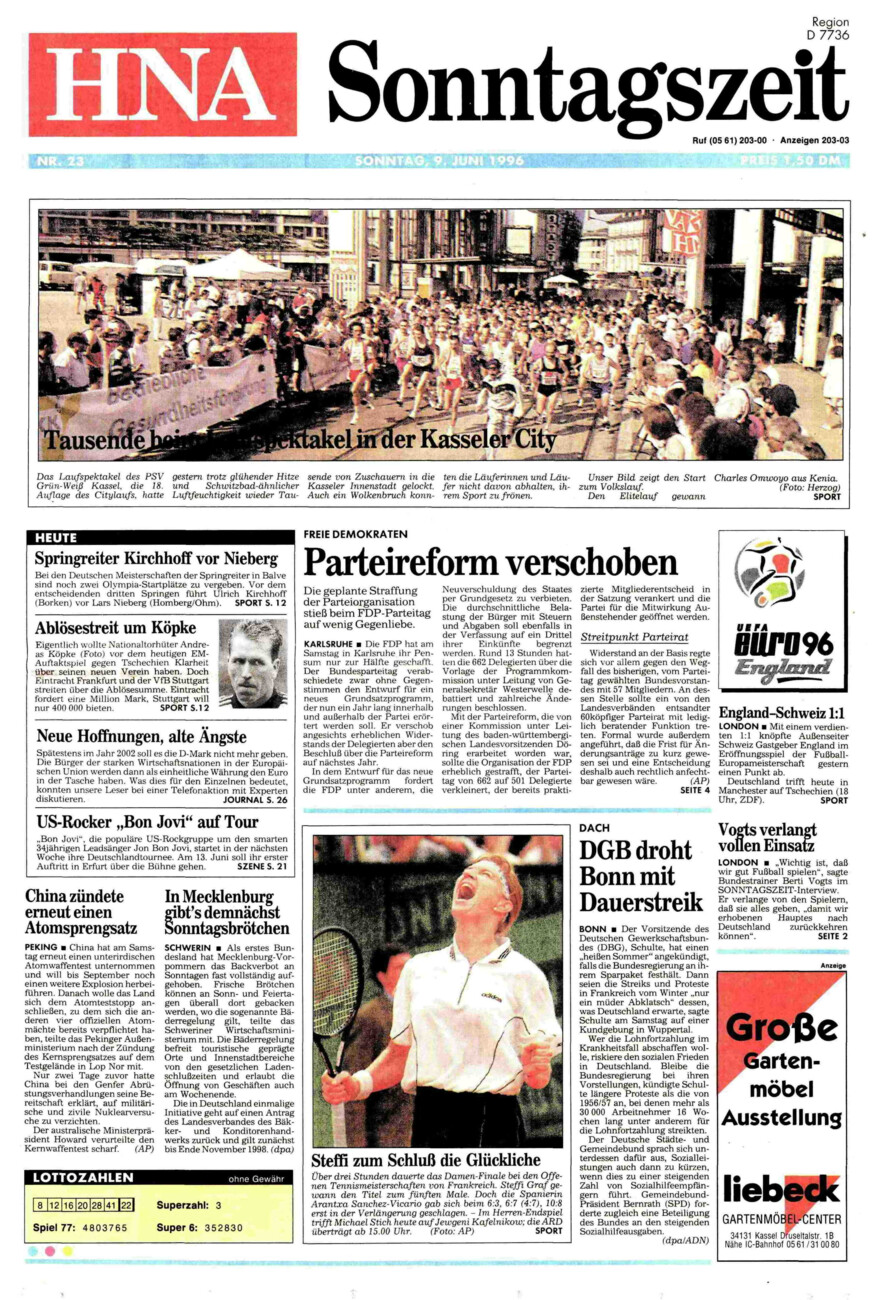Heute vor 30 Jahren vom Dienstag, 09.06.2026