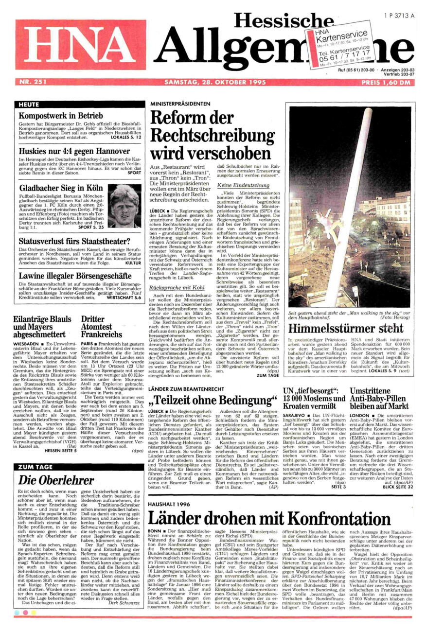 Heute vor 30 Jahren vom Dienstag, 28.10.2025