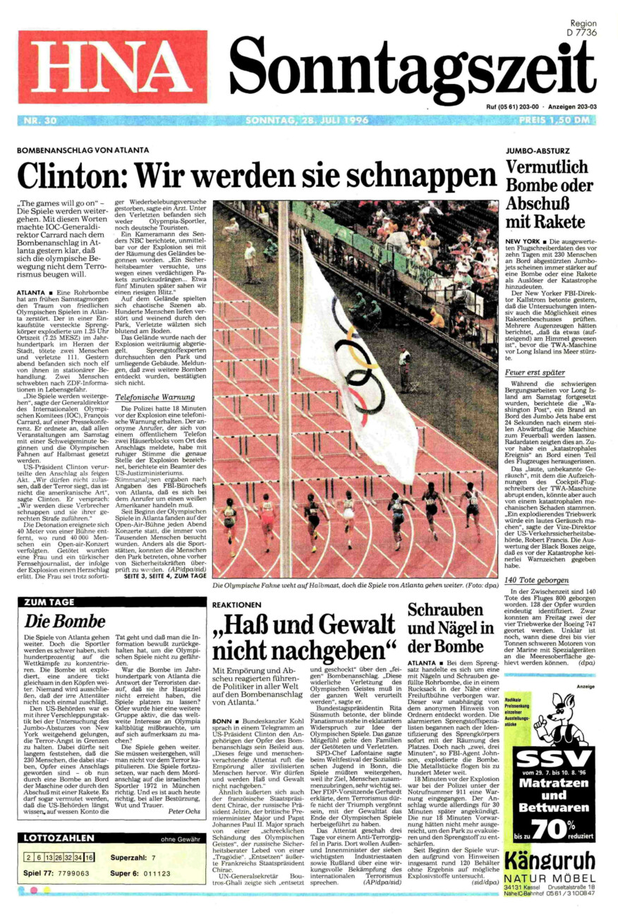 Heute vor 30 Jahren vom Dienstag, 28.07.2026