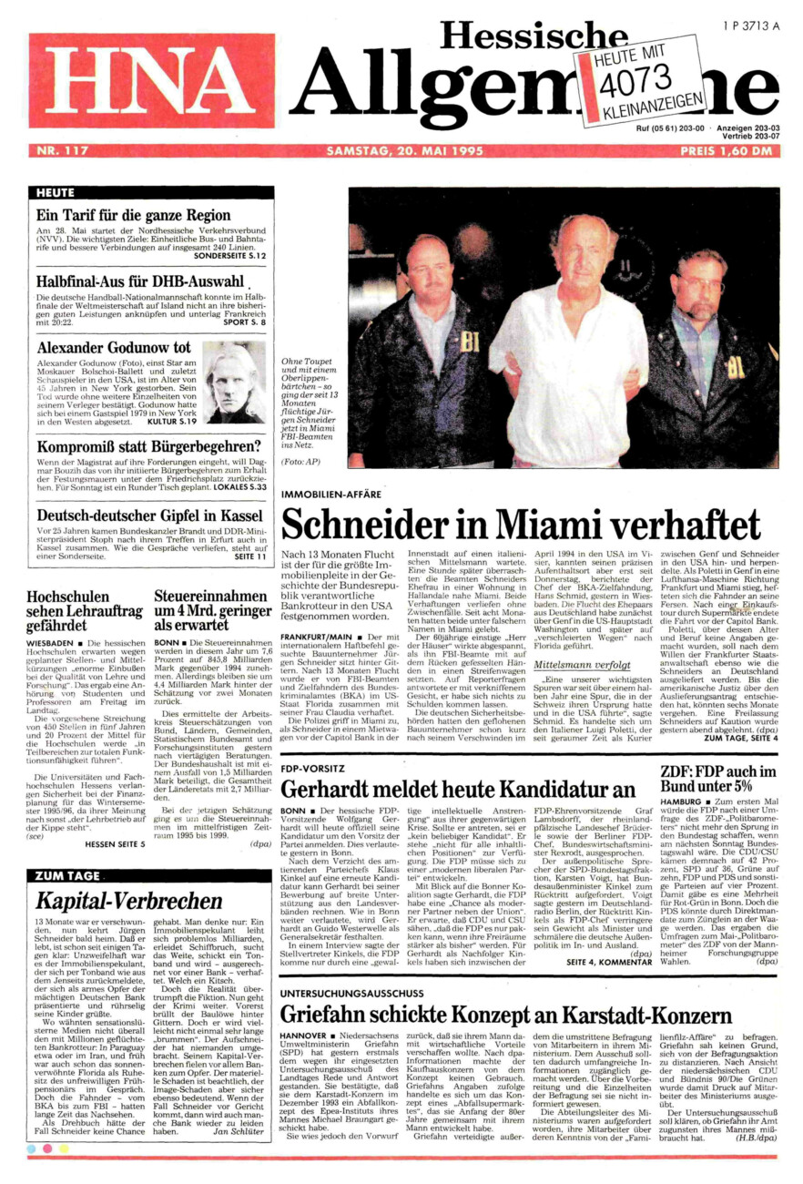 Heute vor 30 Jahren vom Dienstag, 20.05.2025
