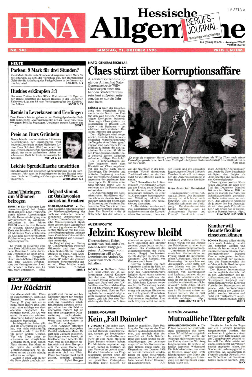 Heute vor 30 Jahren vom Dienstag, 21.10.2025