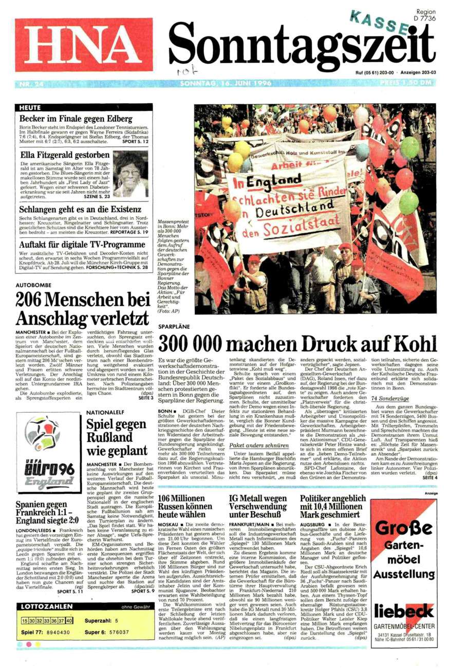 Heute vor 30 Jahren vom Dienstag, 16.06.2026