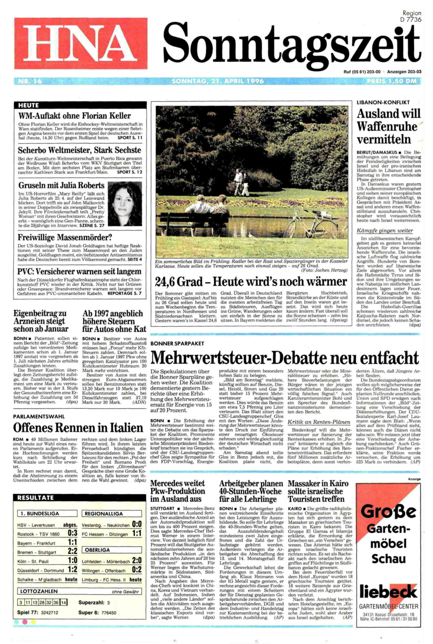 Heute vor 30 Jahren vom Dienstag, 21.04.2026