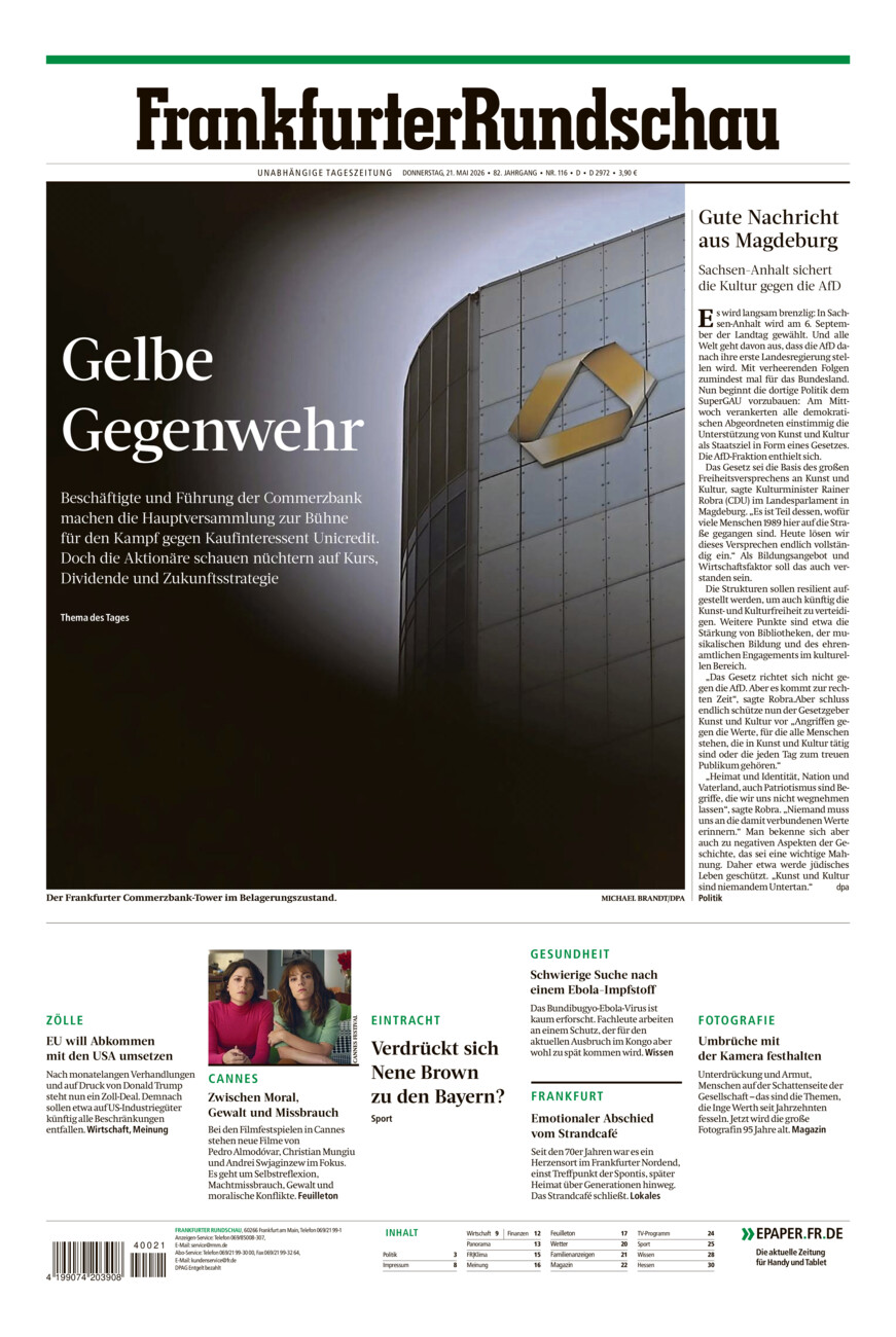 Frankfurter Rundschau vom Donnerstag, 21.05.2026