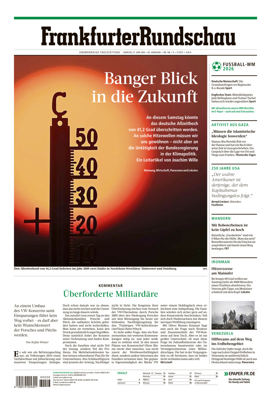 Frankfurter Rundschau vom Samstag, 27.06.2026