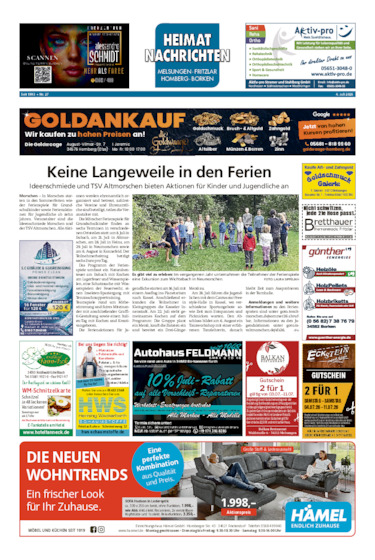 Heimatnachrichten Melsungen/Fritzlar-Homberg vom 04.07.2026