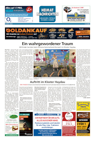 Heimatnachrichten Melsungen/Fritzlar-Homberg vom 11.07.2026