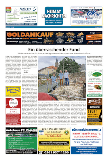 Heimatnachrichten Melsungen/Fritzlar-Homberg vom 08.08.2026